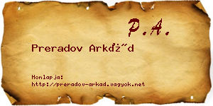 Preradov Arkád névjegykártya